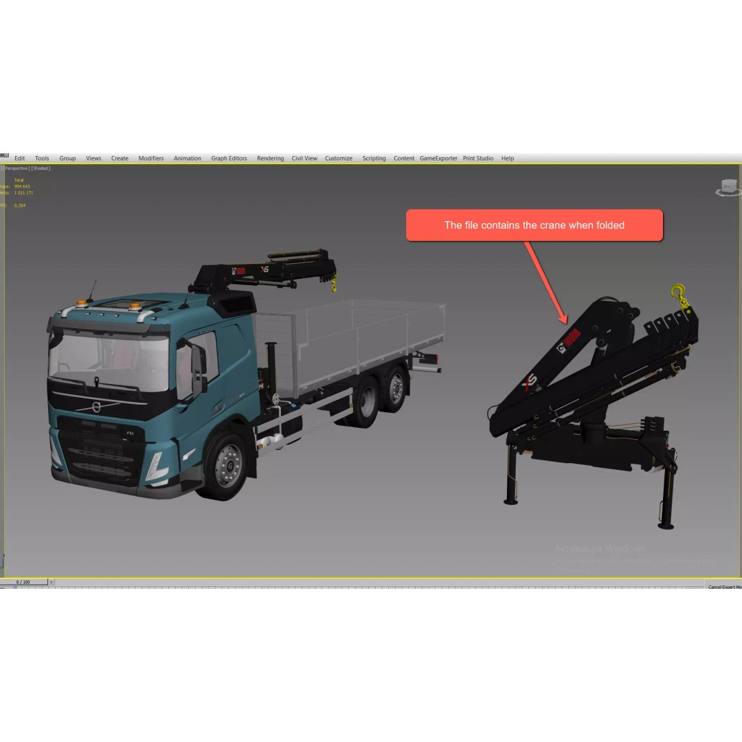 Volvo FM 2020 Crane 3D Model – High Poly Game Asset, FBX, OBJ - View 8