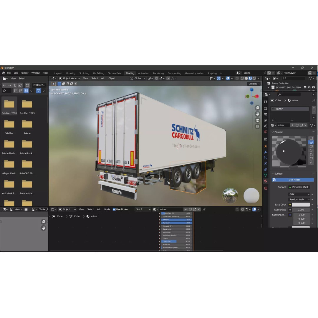 Semi Trailer Refrigerator 3D Model – Realistic Vehicle Asset, FBX, PBR - View 10
