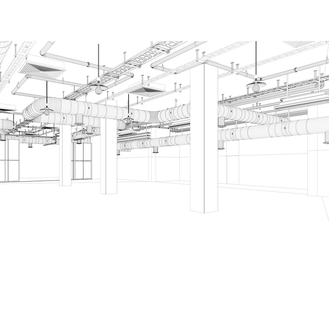 Loft Office Interior 3D Model – Industrial Design, Cinema4D, Vray - View 19