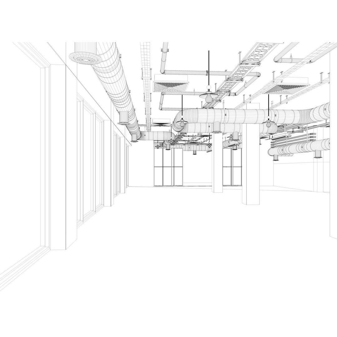 Loft Office Interior 3D Model – Industrial Design, Cinema4D, Vray - View 22