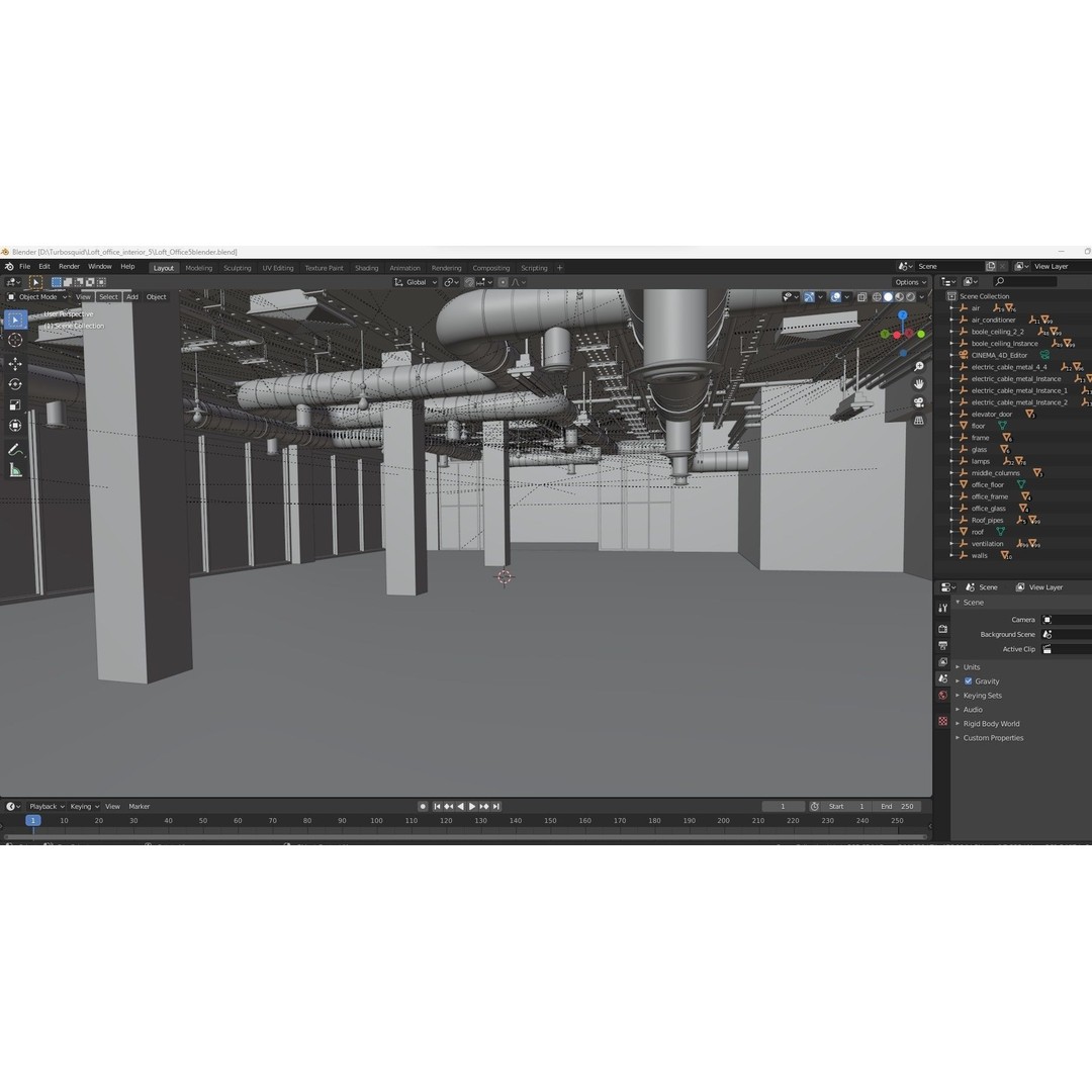 Loft Office Interior 3D Model – Industrial Design, Cinema4D, Vray - View 26
