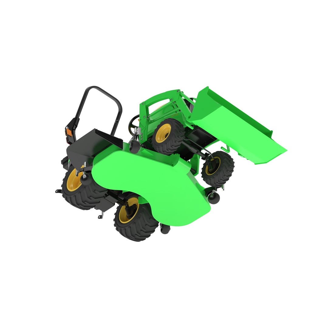 John Deere 1023E Sub-Compact Tractor 3D Model – Complete Parts, FBX, OBJ - View 11