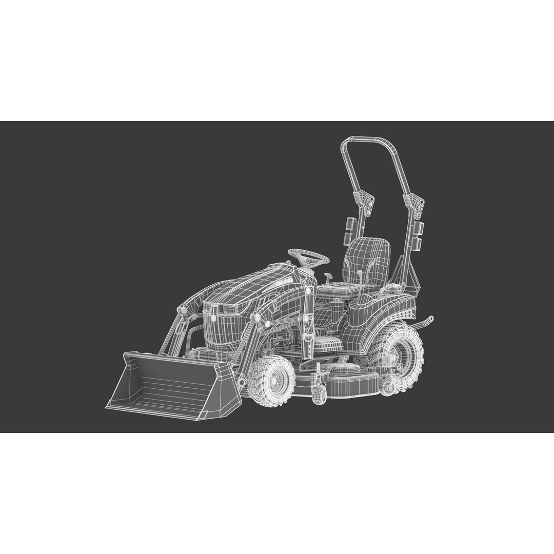 John Deere 1023E Sub-Compact Tractor 3D Model – Complete Parts, FBX, OBJ - View 22