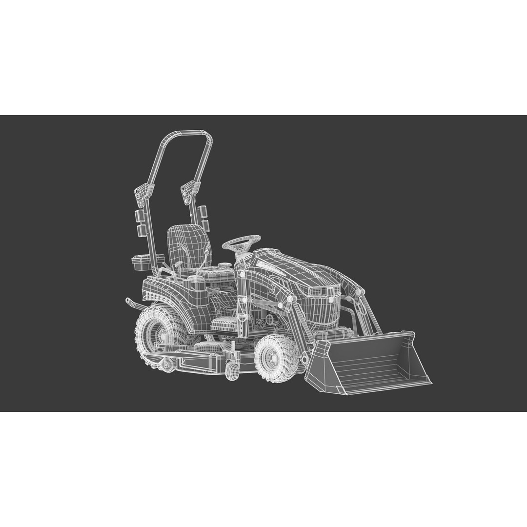 John Deere 1023E Sub-Compact Tractor 3D Model – Complete Parts, FBX, OBJ - View 24