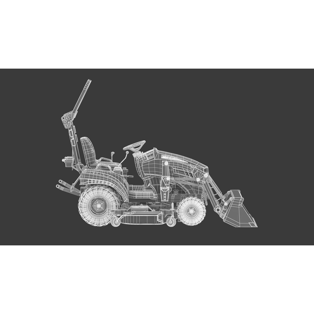 John Deere 1023E Sub-Compact Tractor 3D Model – Complete Parts, FBX, OBJ - View 25