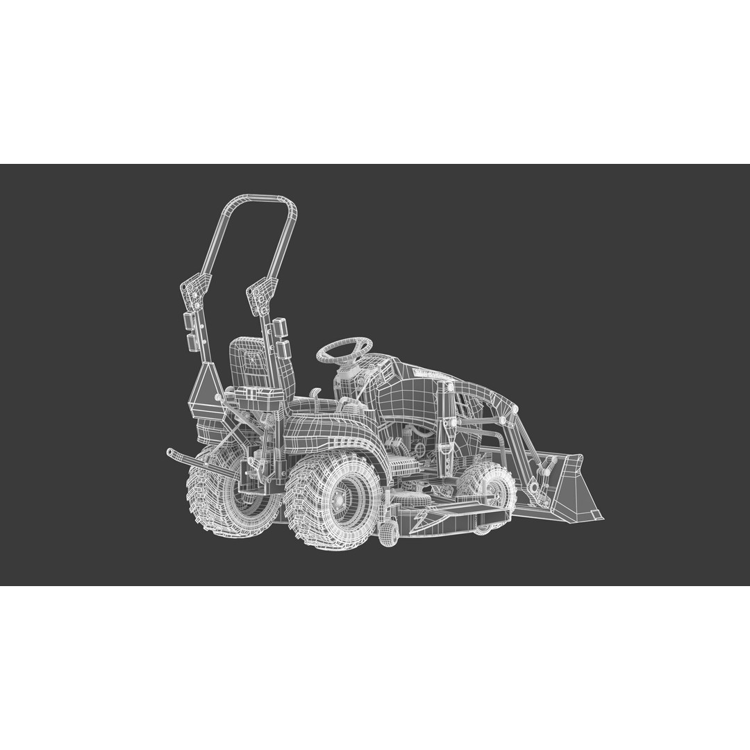 John Deere 1023E Sub-Compact Tractor 3D Model – Complete Parts, FBX, OBJ - View 26