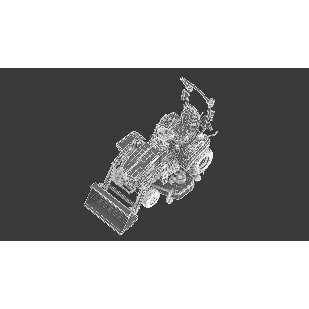 John Deere 1023E Sub-Compact Tractor 3D Model – Complete Parts, FBX, OBJ - View 30