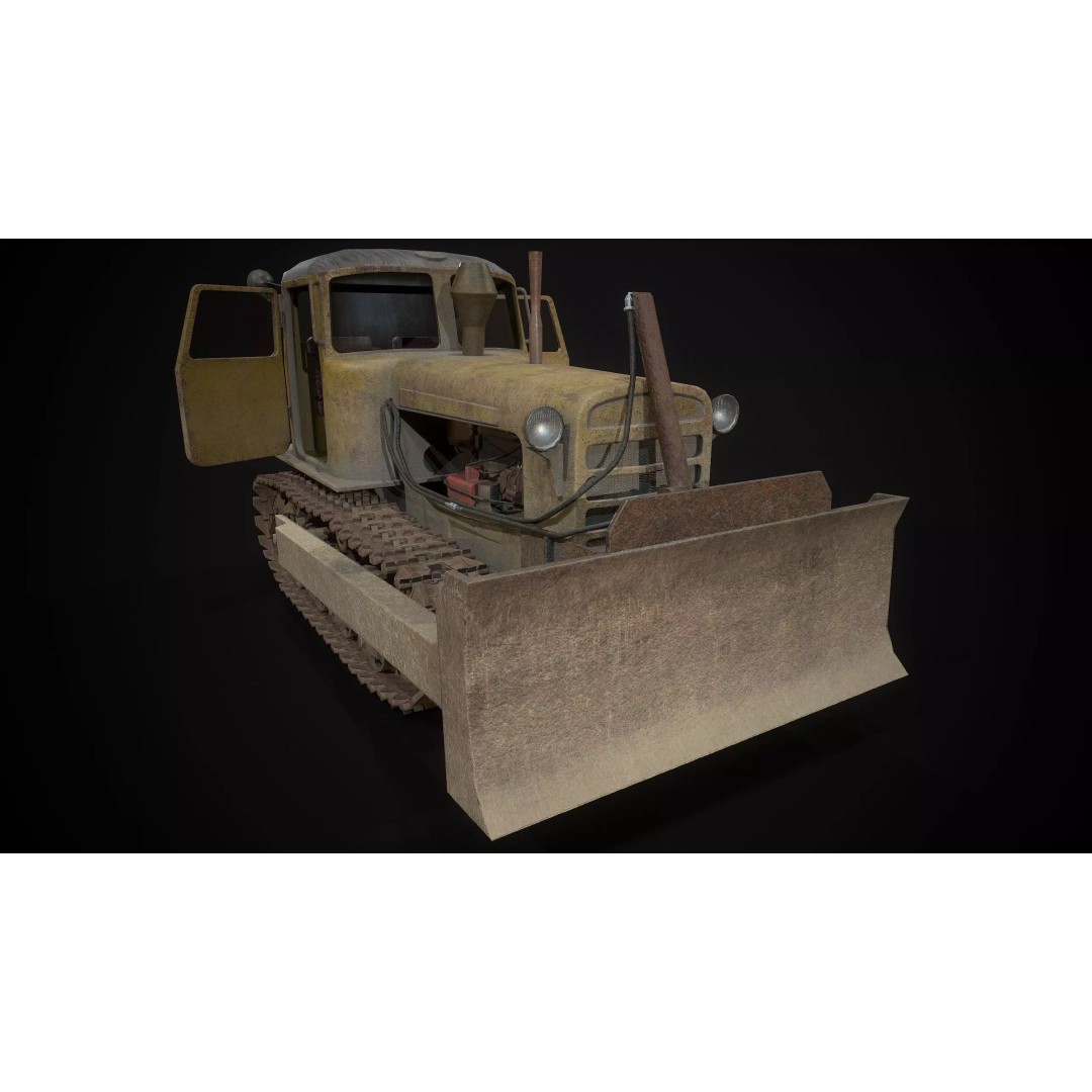 DT-75 Tractor 3D Model – Low Poly Industrial Vehicle, Game Ready - View 2