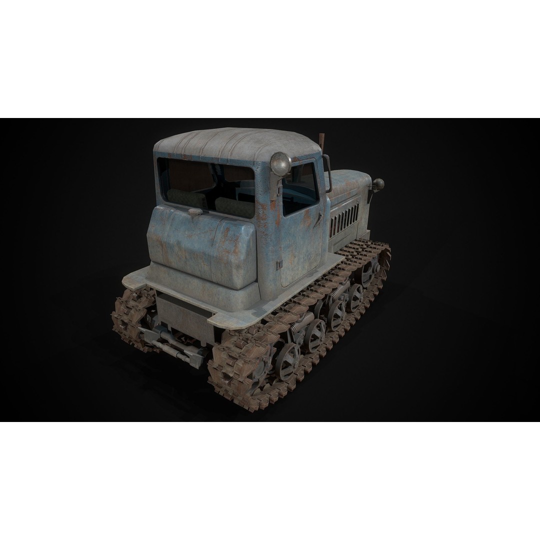 DT-75 Tractor 3D Model – Low Poly Industrial Vehicle, Game Ready - View 4