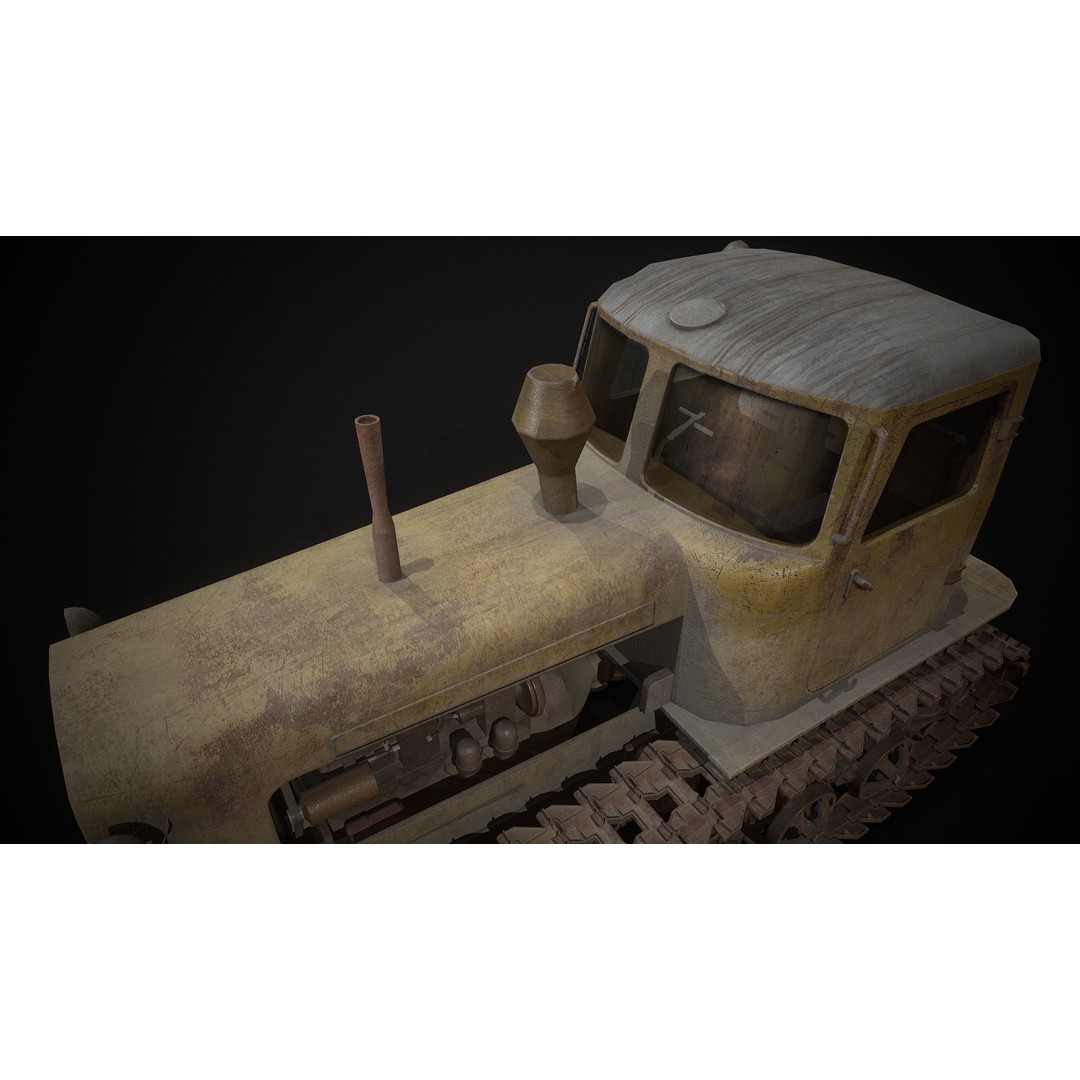 DT-75 Tractor 3D Model – Low Poly Industrial Vehicle, Game Ready - View 5
