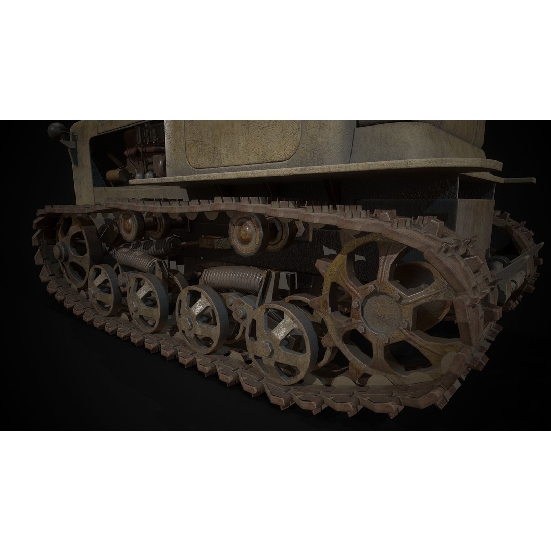 DT-75 Tractor 3D Model – Low Poly Industrial Vehicle, Game Ready - View 6