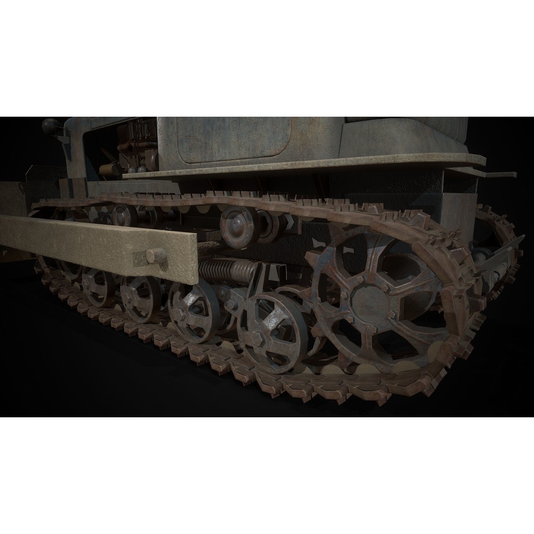 DT-75 Tractor 3D Model – Low Poly Industrial Vehicle, Game Ready - View 7