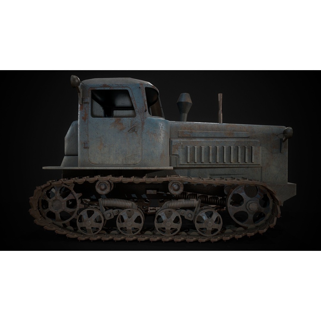 DT-75 Tractor 3D Model – Low Poly Industrial Vehicle, Game Ready - View 9