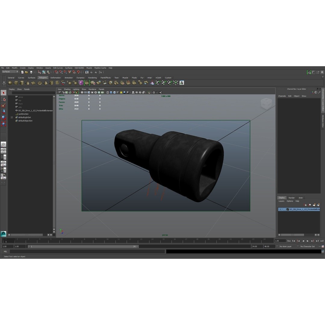 Socket Tool FX1 3D Model – Low Poly PBR Industrial Tool, FBX, OBJ - View 25