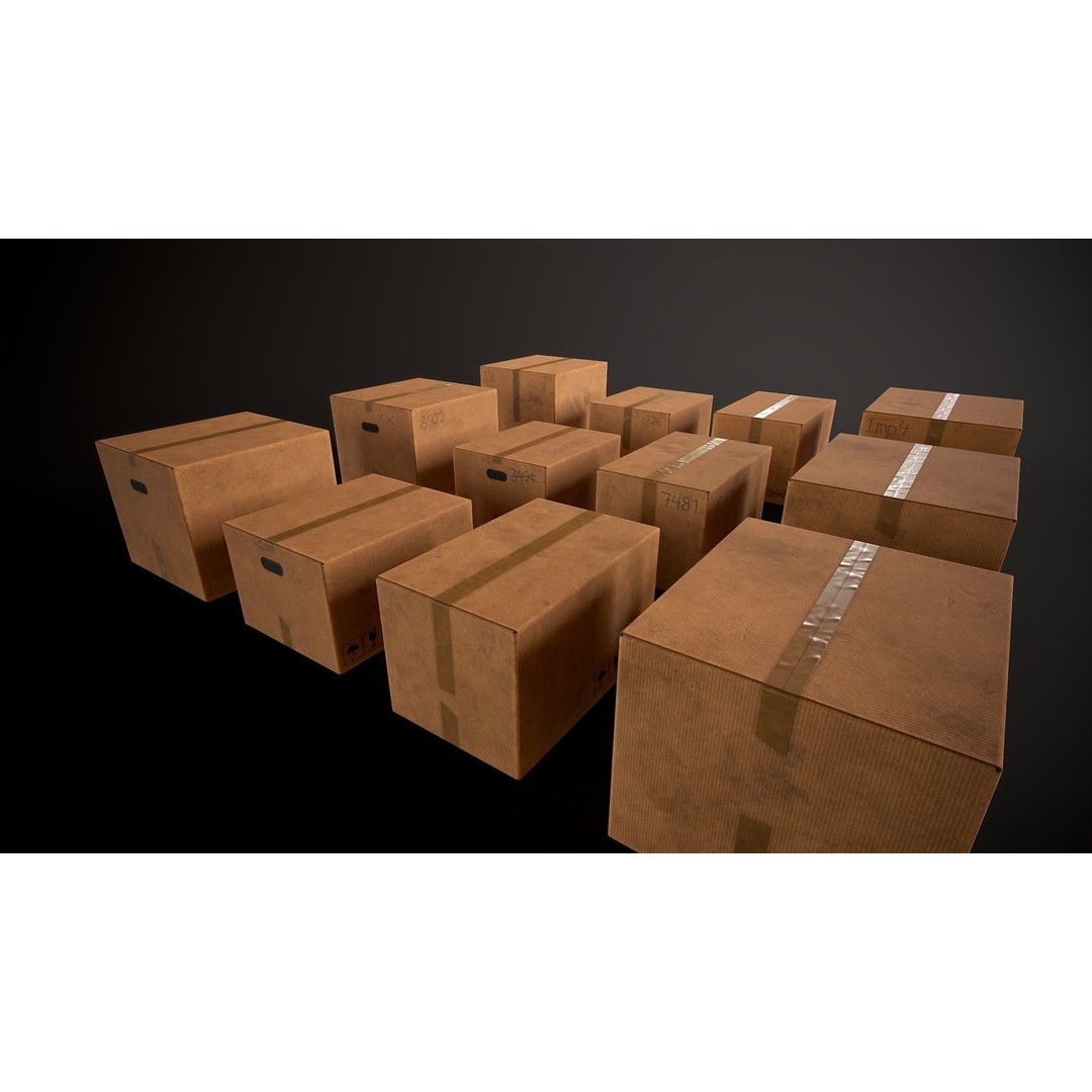 Cardboard Boxes 3D Model – Low Poly Game Asset, PBR Textures, FBX - View 18