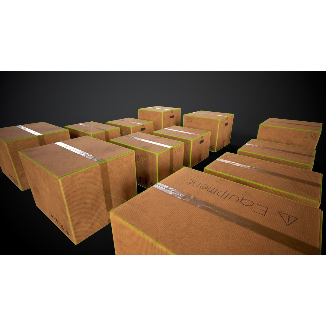 Cardboard Boxes 3D Model – Low Poly Game Asset, PBR Textures, FBX - View 20