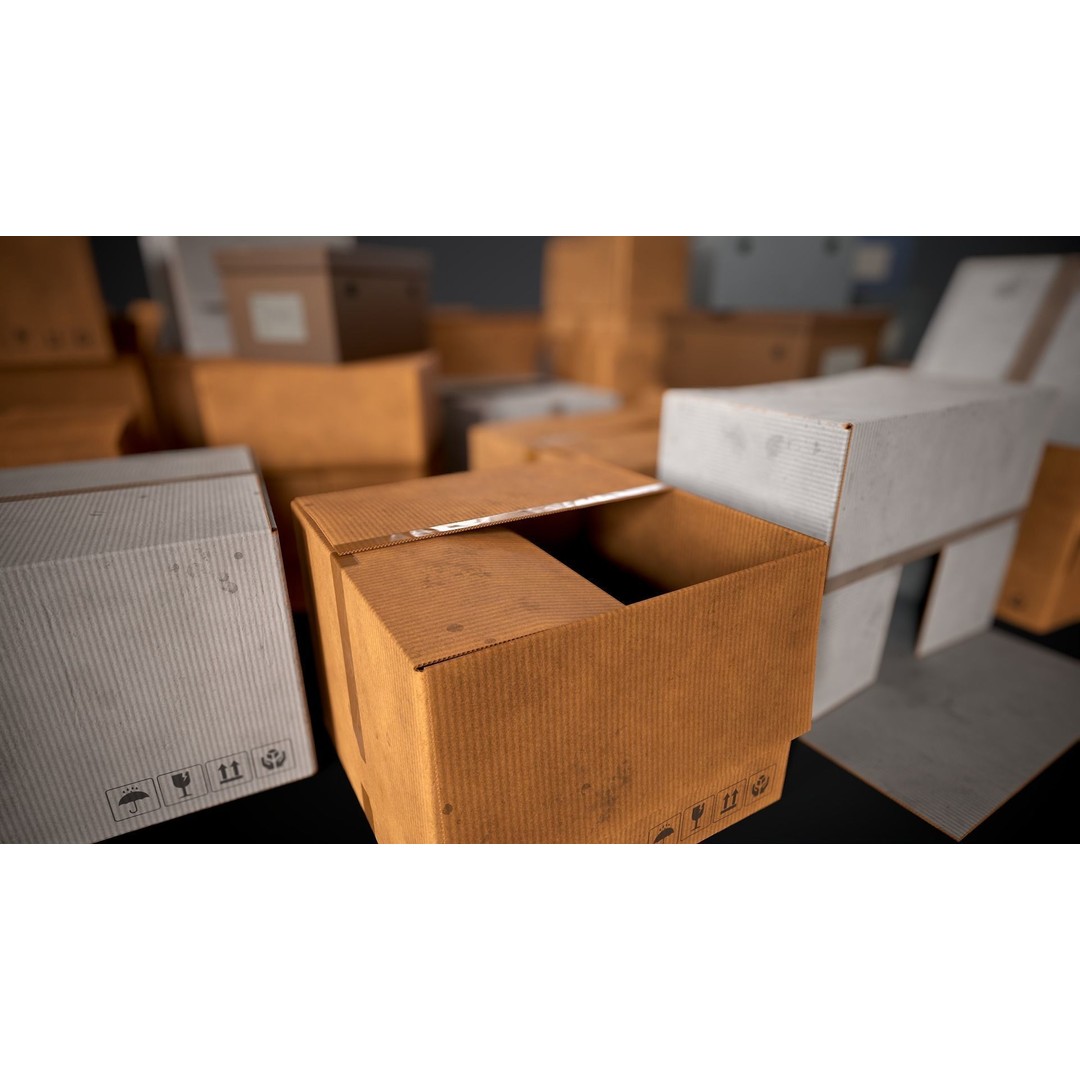 Cardboard Boxes 3D Model – Low Poly Game Asset, PBR Textures, FBX - View 5