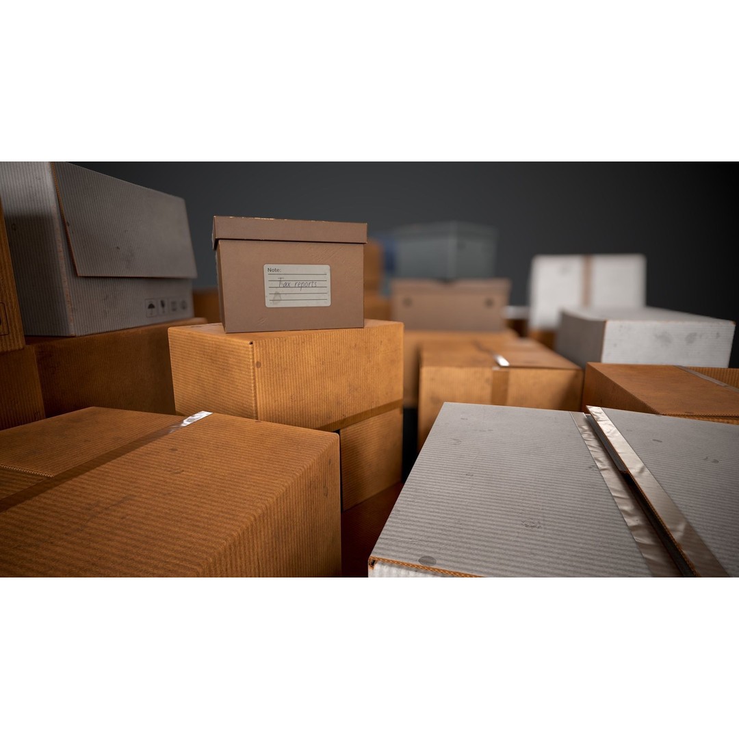Cardboard Boxes 3D Model – Low Poly Game Asset, PBR Textures, FBX - View 8