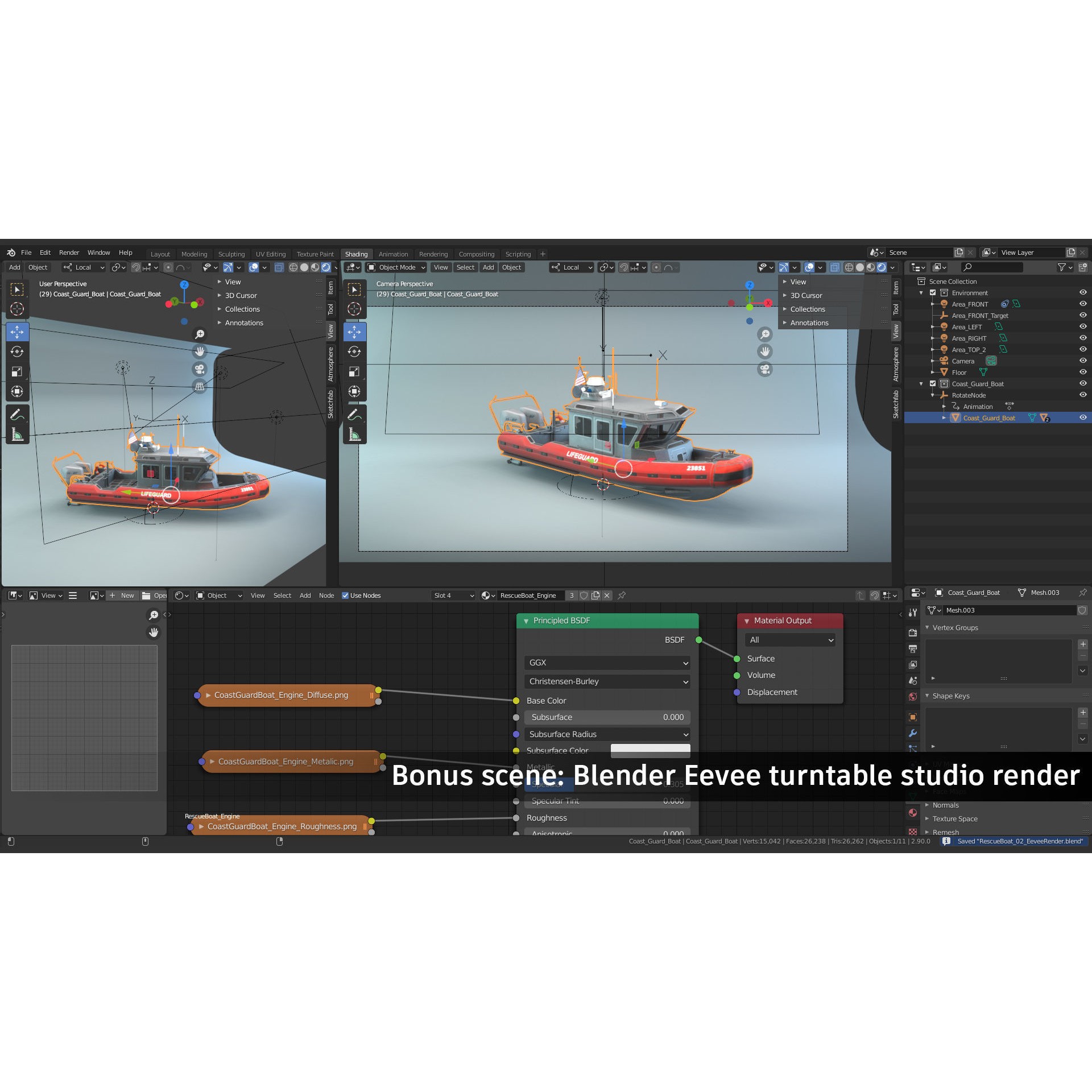 Coast Guard Rescue Boat - Low-Poly Game-Ready 3D Model - View 10