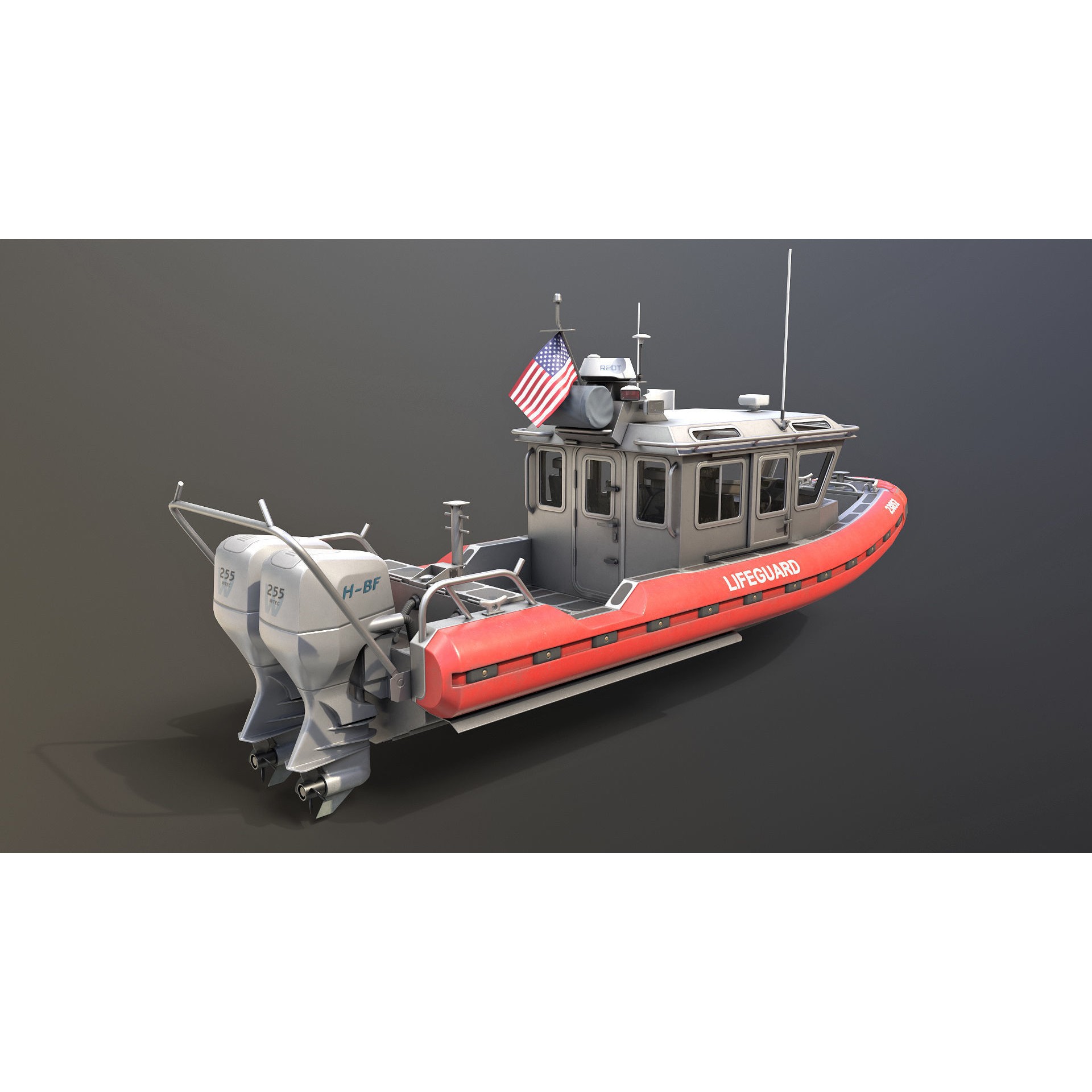 Coast Guard Rescue Boat - Low-Poly Game-Ready 3D Model - View 11