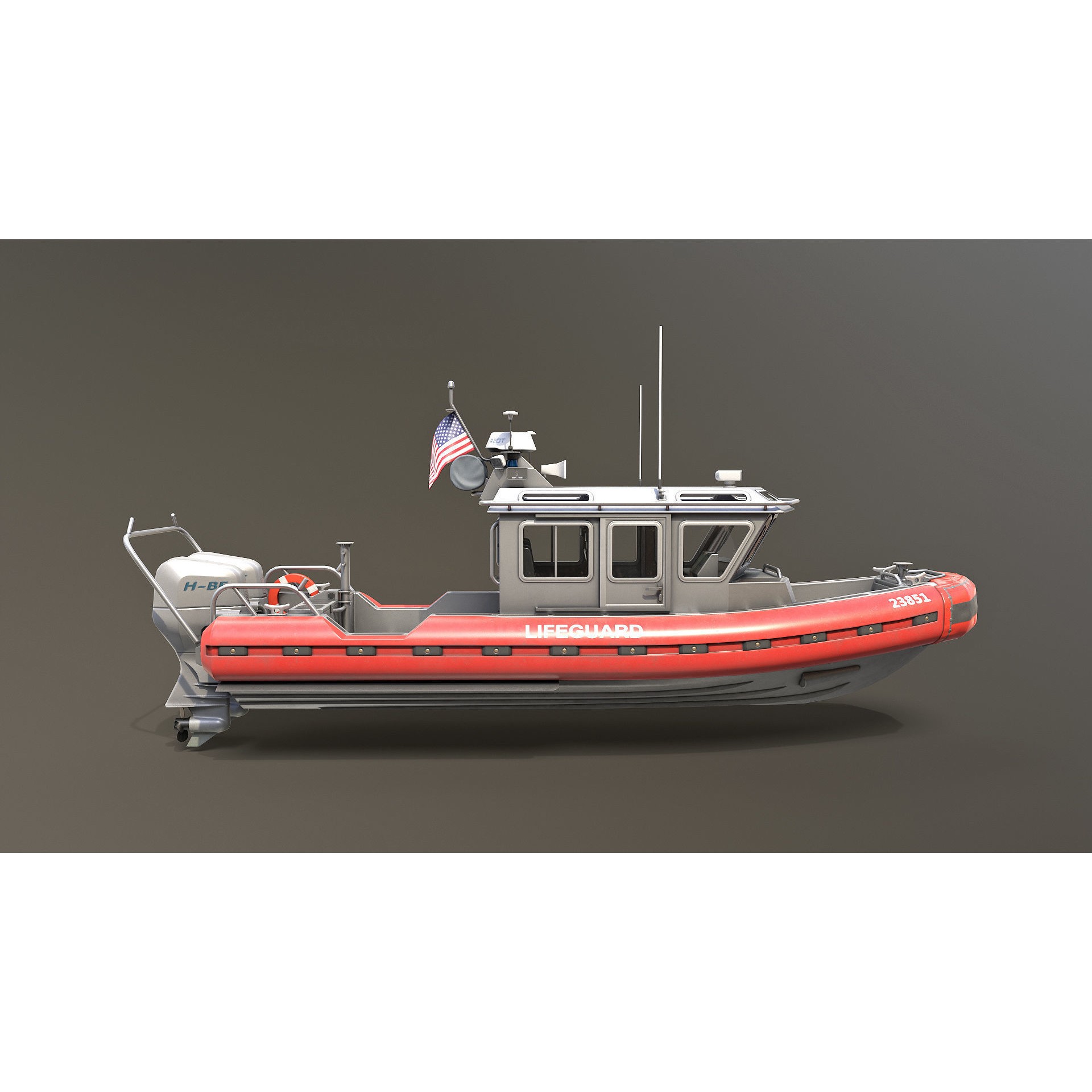 Coast Guard Rescue Boat - Low-Poly Game-Ready 3D Model - View 12