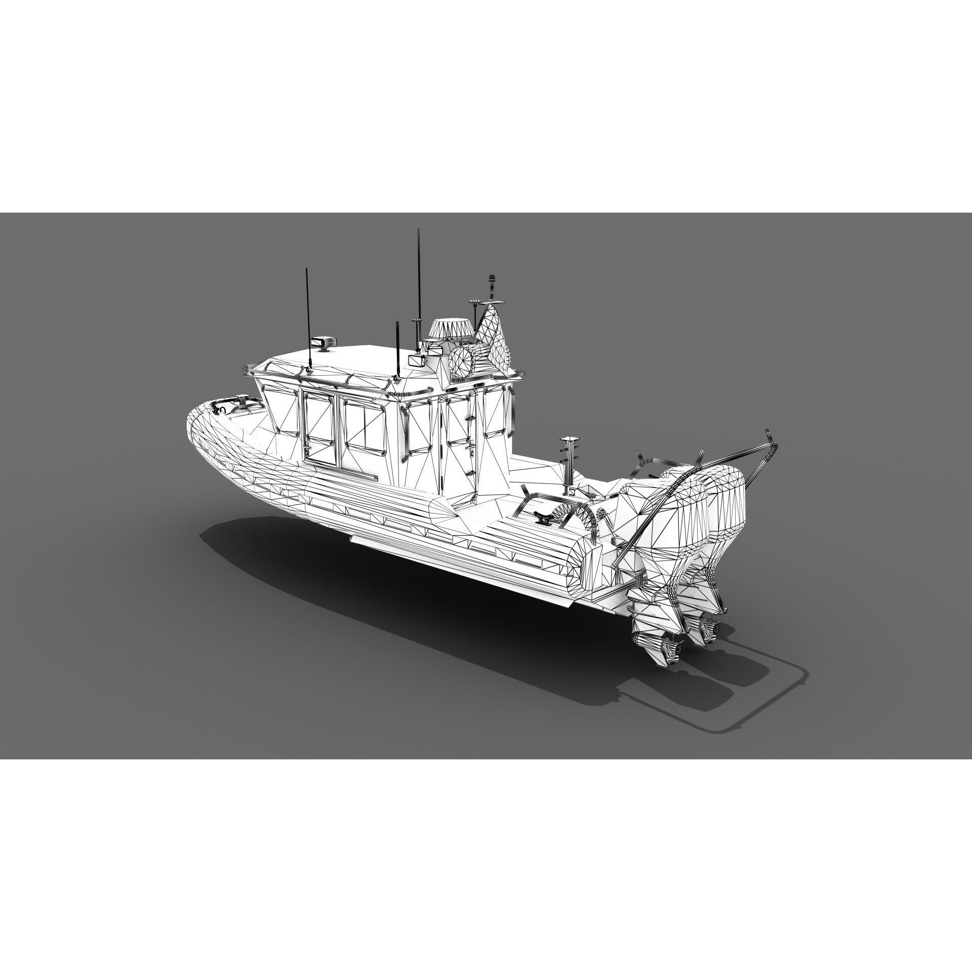 Coast Guard Rescue Boat - Low-Poly Game-Ready 3D Model - View 13