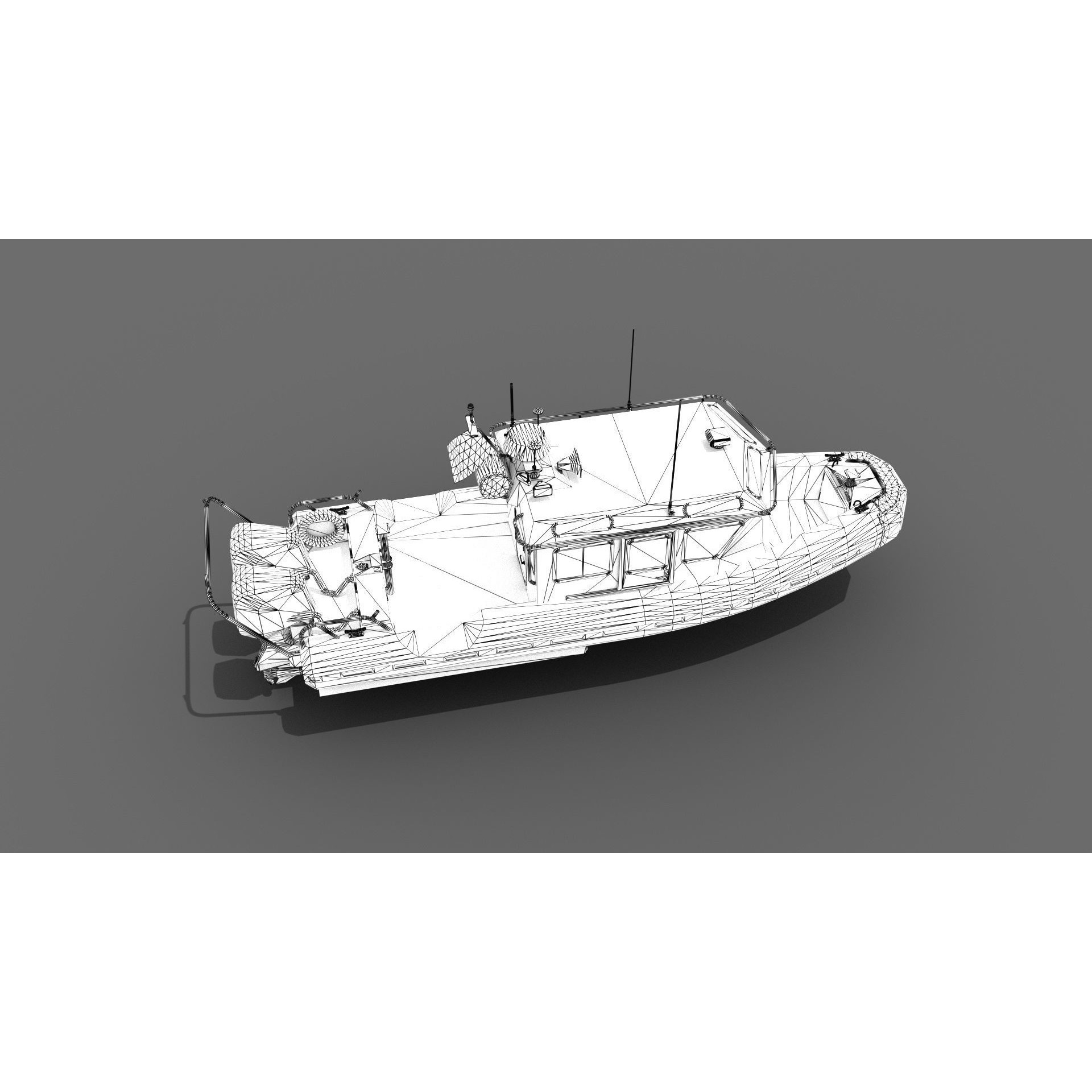 Coast Guard Rescue Boat - Low-Poly Game-Ready 3D Model - View 14