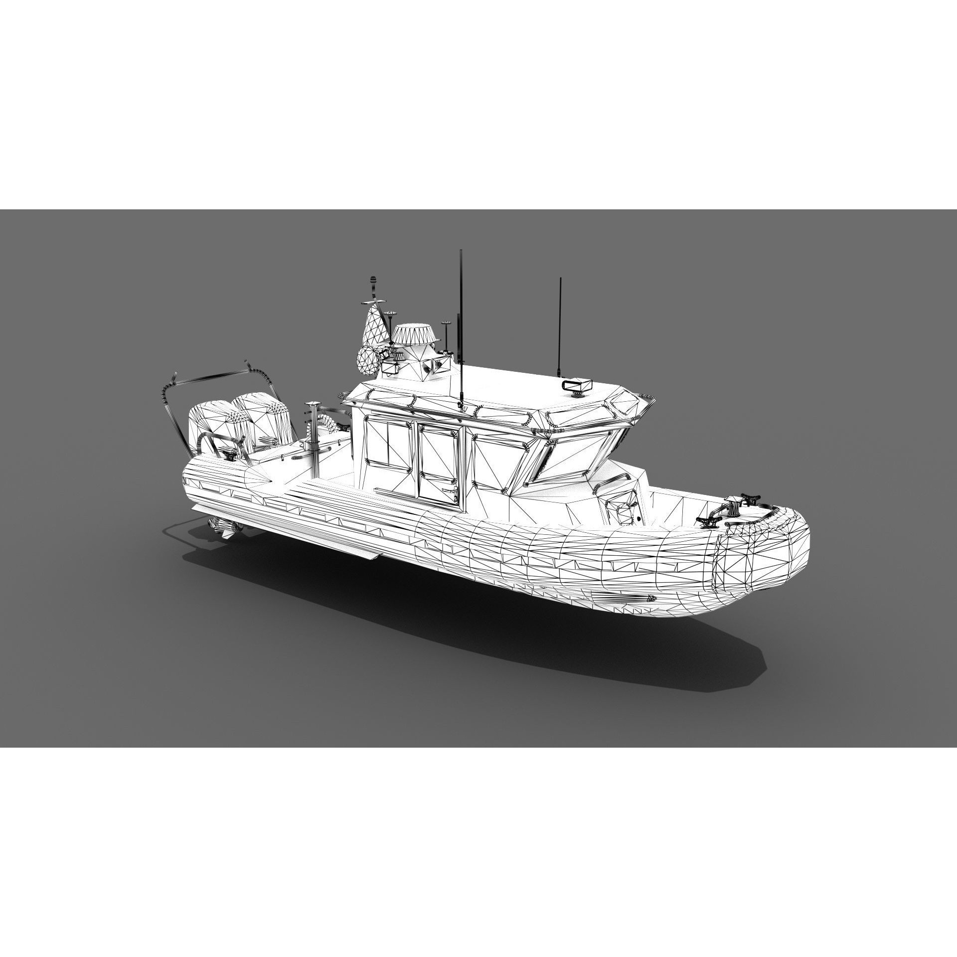 Coast Guard Rescue Boat - Low-Poly Game-Ready 3D Model - View 15