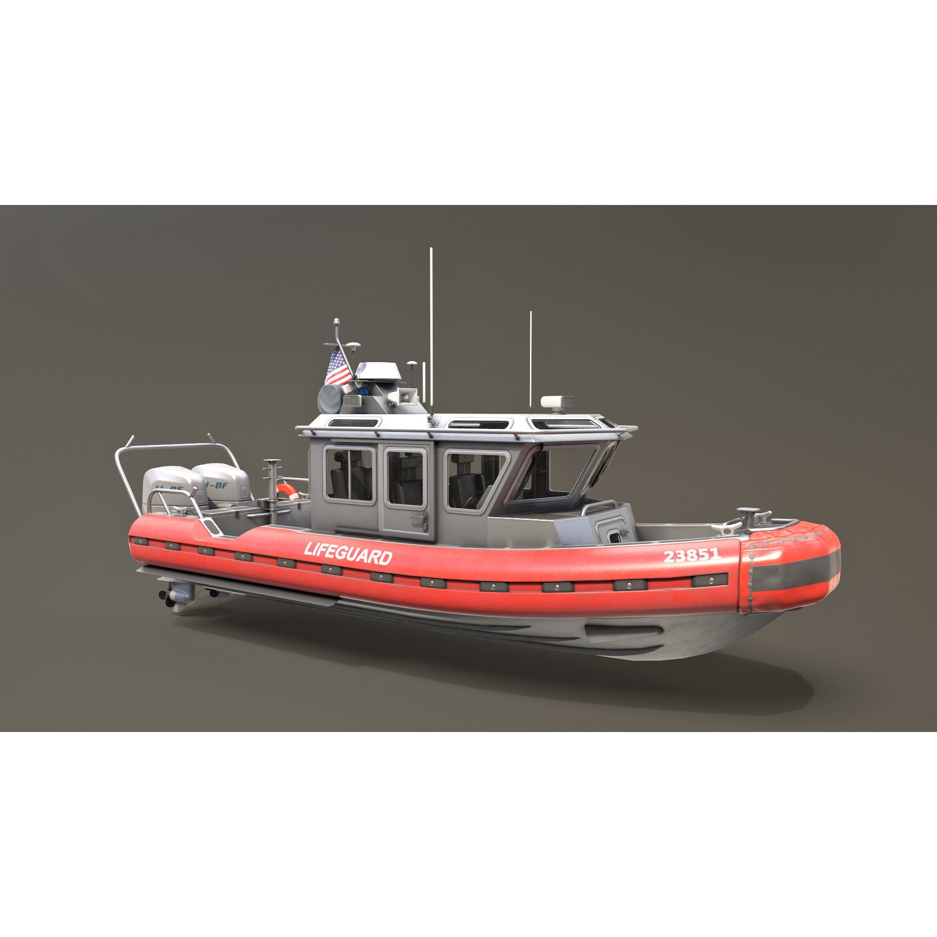 Coast Guard Rescue Boat - Low-Poly Game-Ready 3D Model - View 3