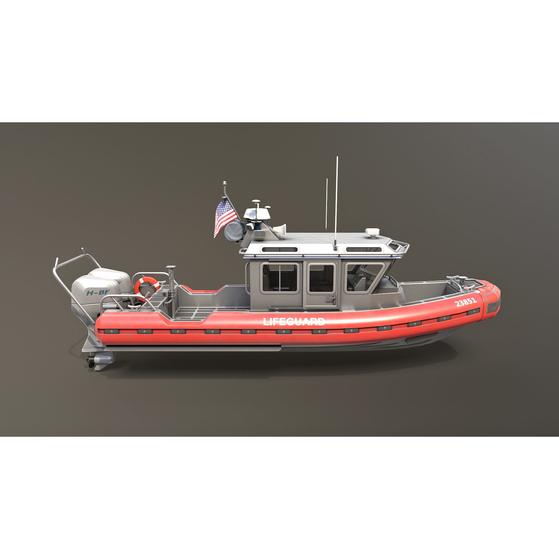 Coast Guard Rescue Boat - Low-Poly Game-Ready 3D Model - View 4