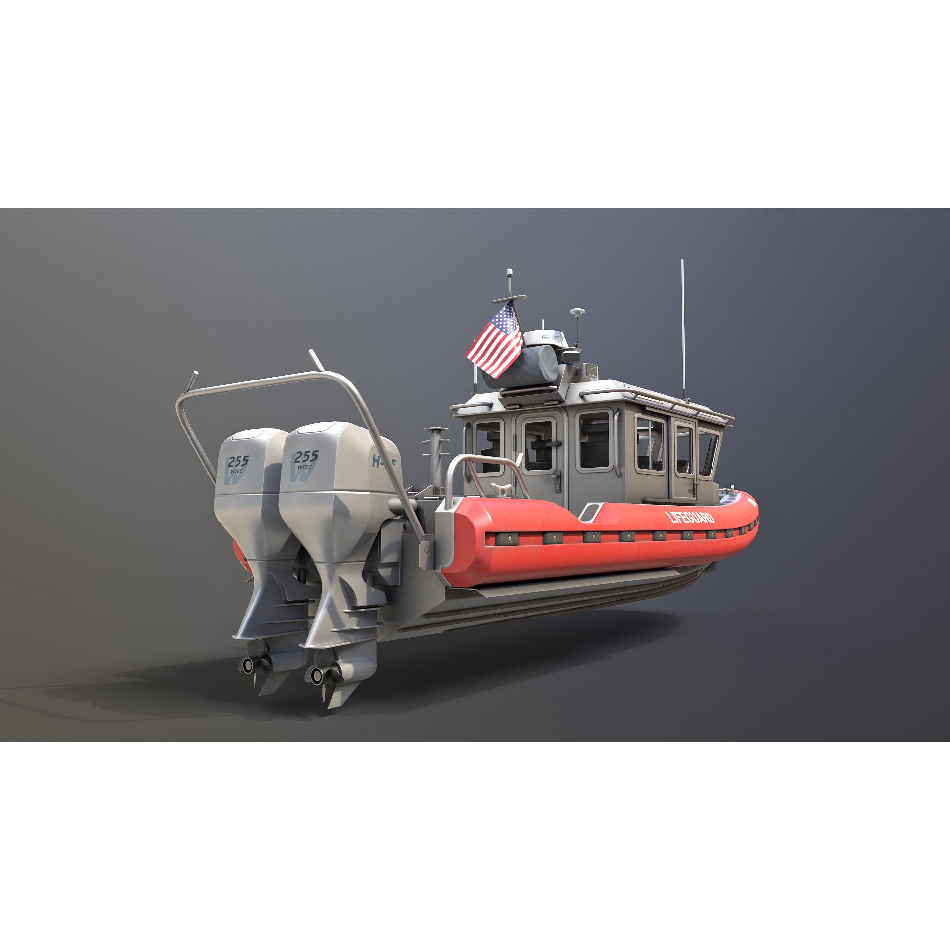 Coast Guard Rescue Boat - Low-Poly Game-Ready 3D Model - View 5