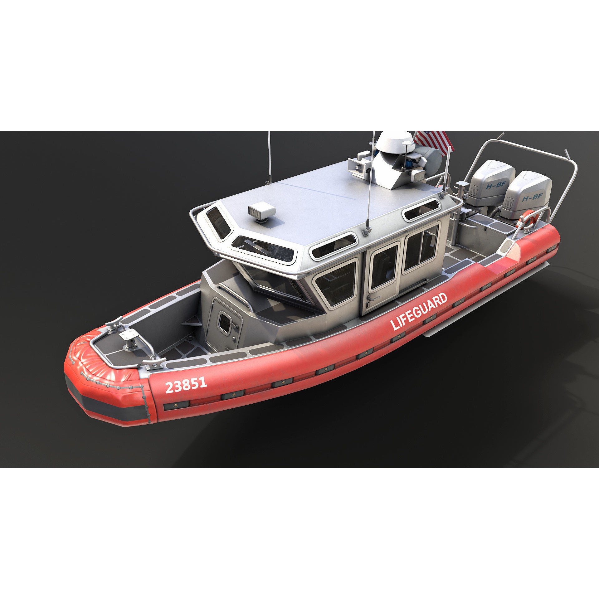 Coast Guard Rescue Boat - Low-Poly Game-Ready 3D Model - View 6
