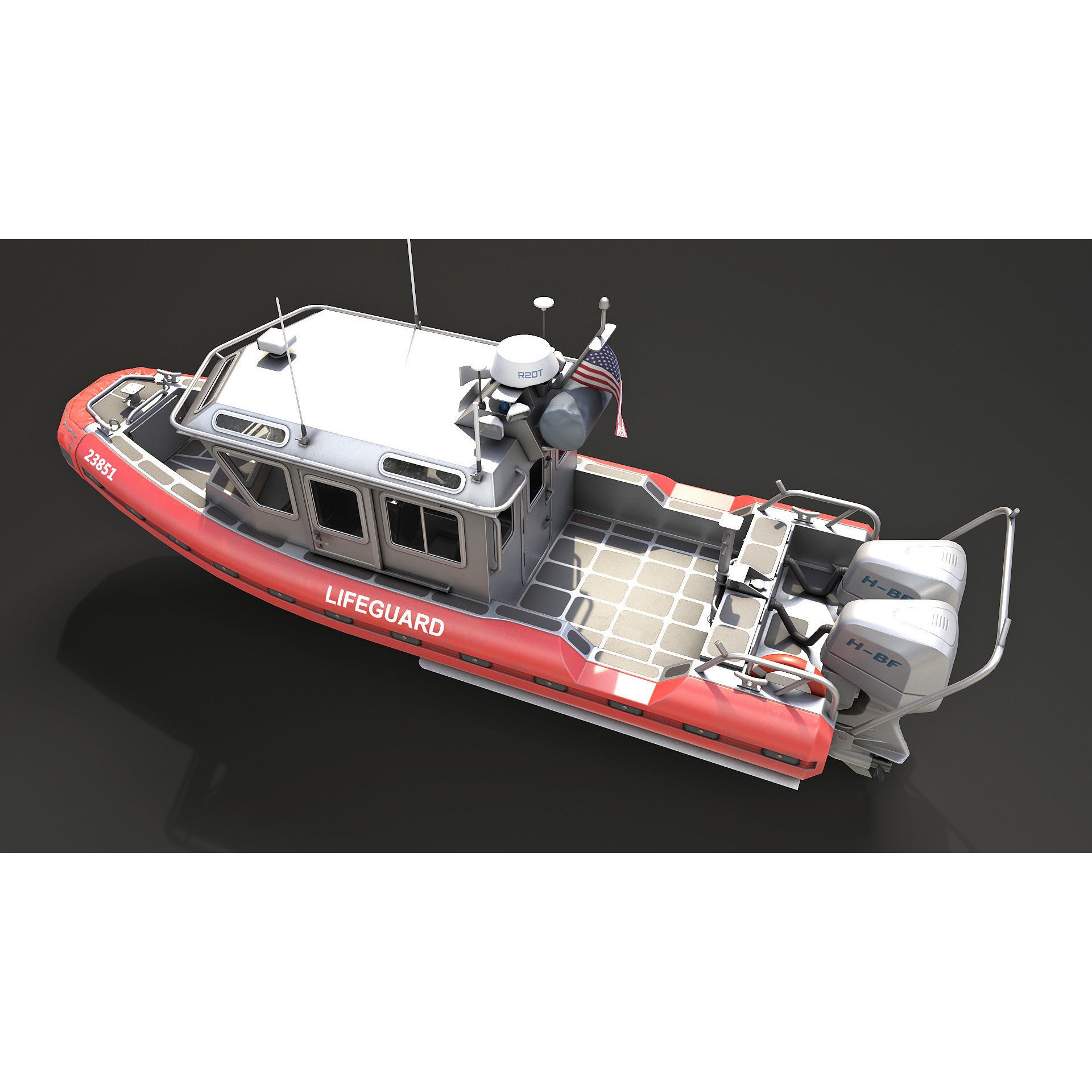 Coast Guard Rescue Boat - Low-Poly Game-Ready 3D Model - View 7