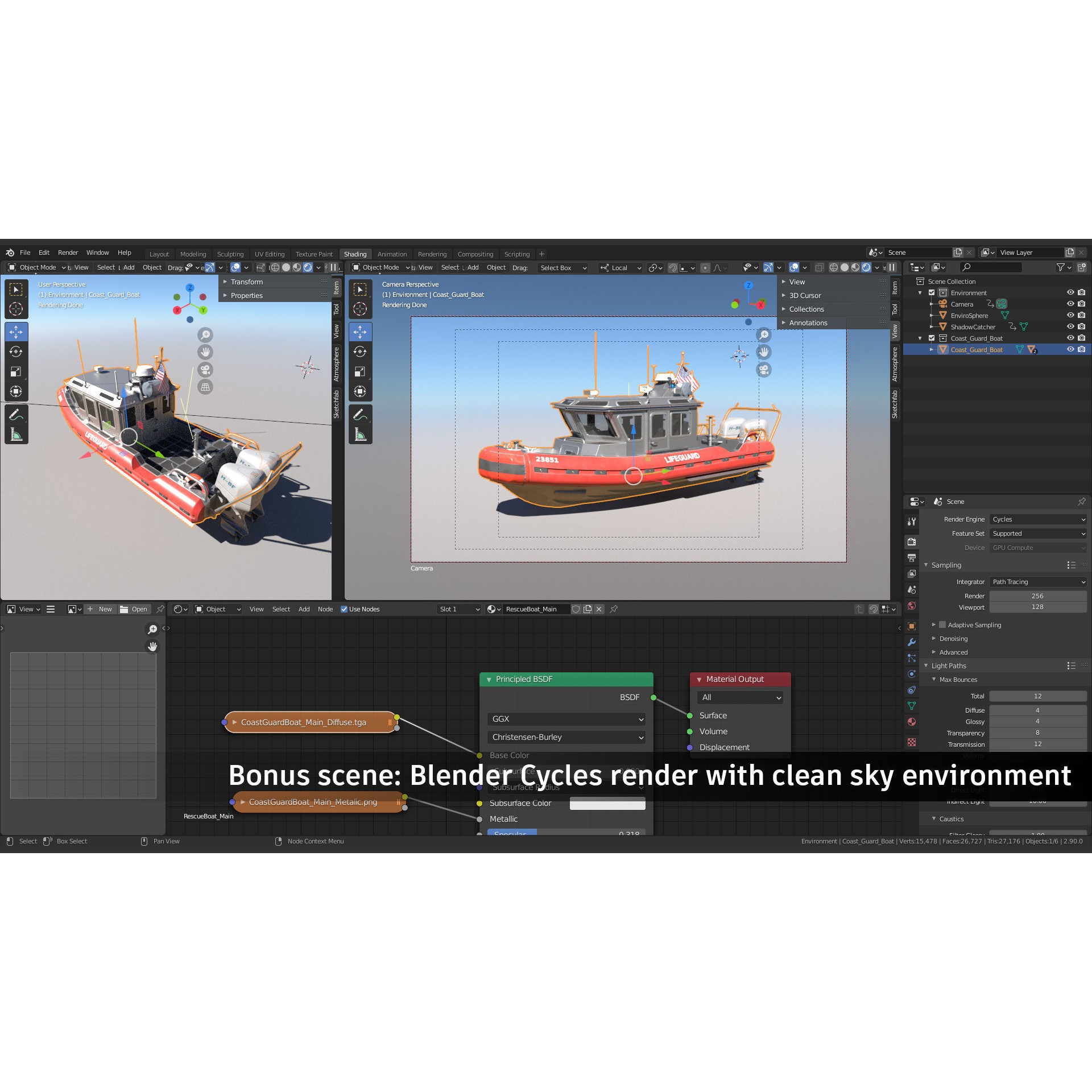 Coast Guard Rescue Boat - Low-Poly Game-Ready 3D Model - View 8