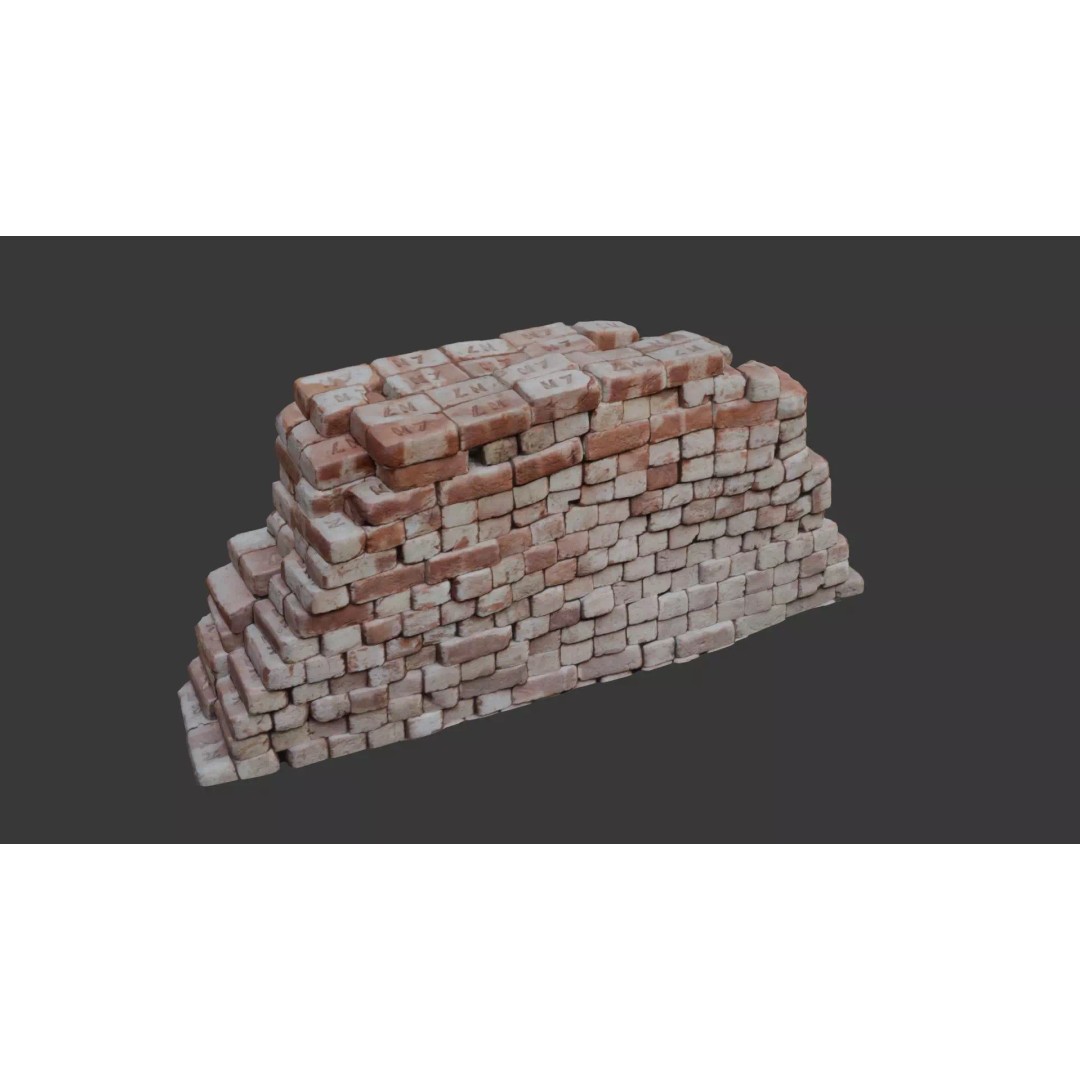 Stack of Bricks 3D Model – Low Poly Scanned Asset with PBR Textures - View 3
