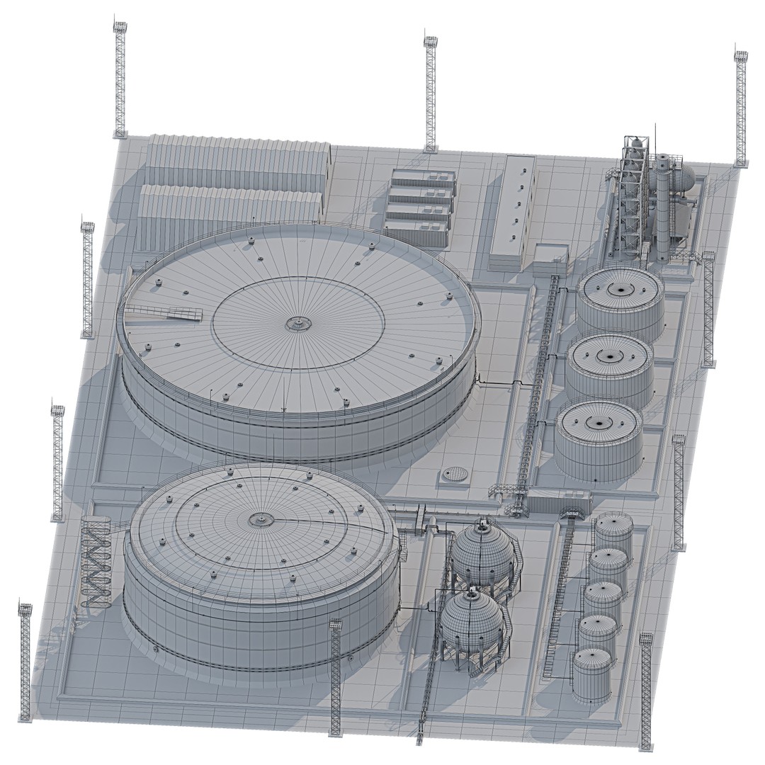 Oil Storage Facility 3D Model – Industrial Gas Depot, FBX - View 4