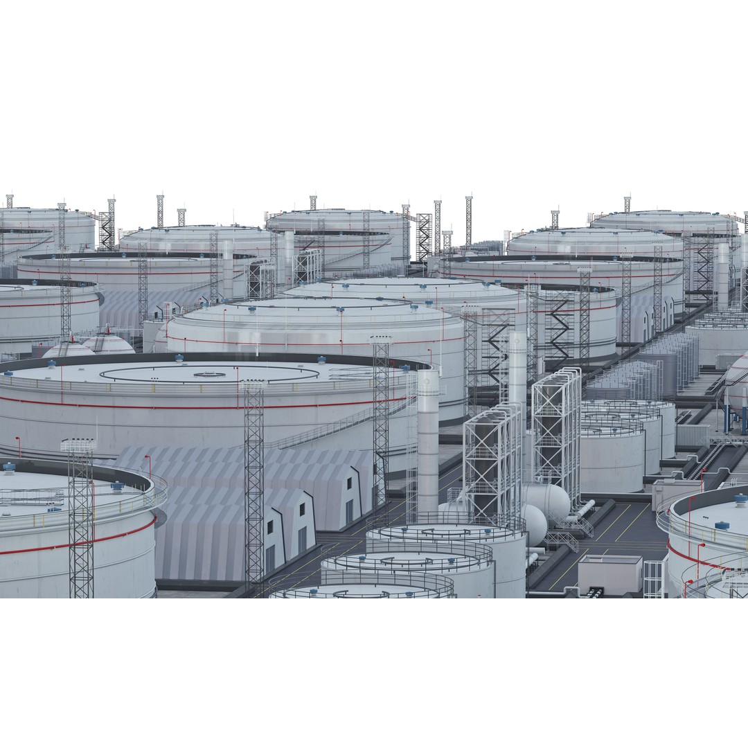 Oil Storage Facility 3D Model – Industrial Gas Depot, FBX - View 5