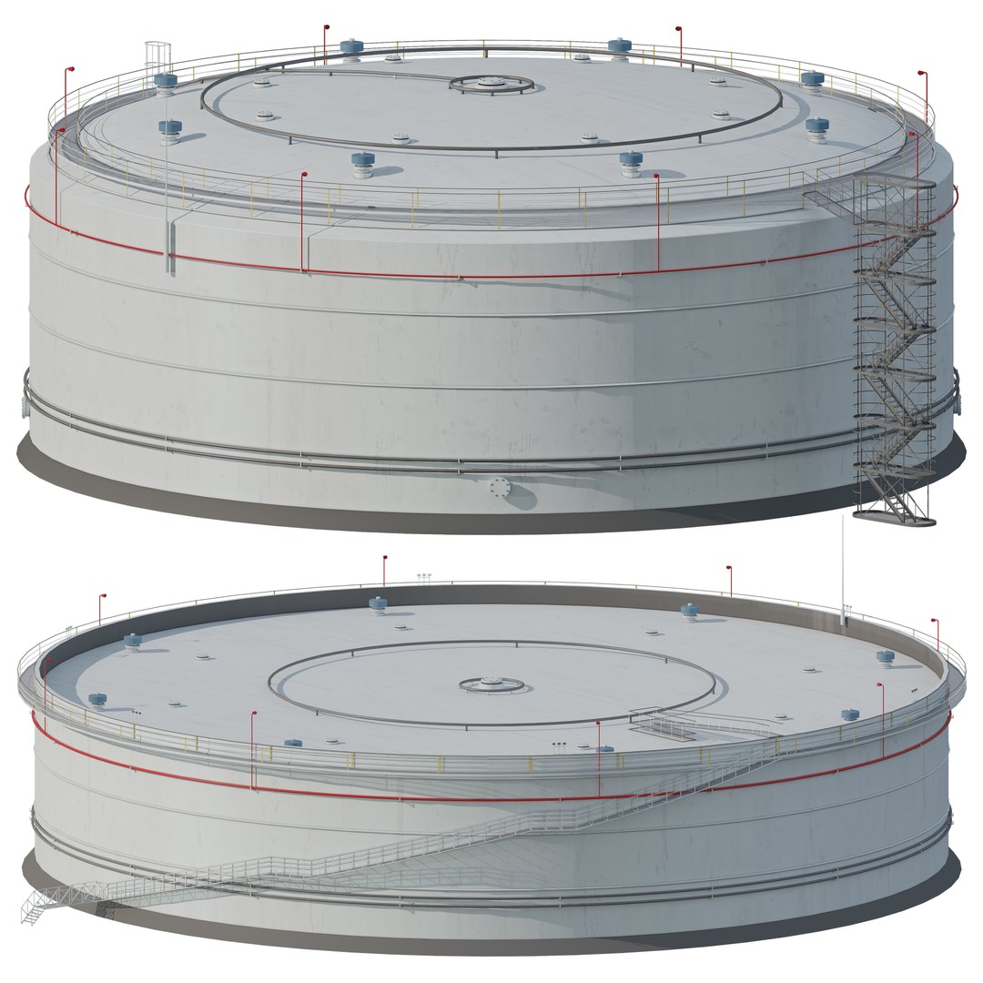 Oil Storage Facility 3D Model – Industrial Gas Depot, FBX - View 9