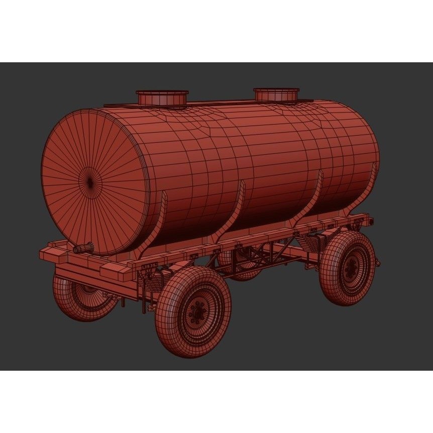 Oil And Water Trailer 3D Model – Low Poly PBR Game Asset, FBX