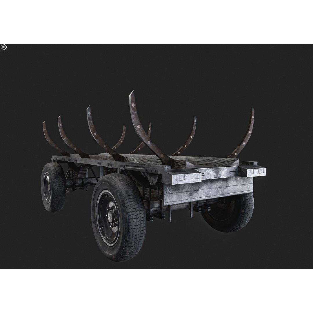 Oil And Water Trailer 3D Model – Low Poly PBR Game Asset, FBX - View 12