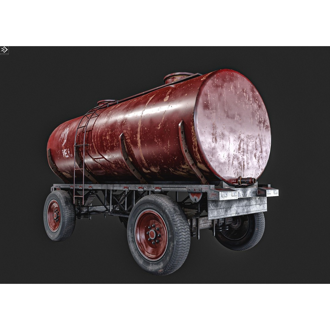 Oil And Water Trailer 3D Model – Low Poly PBR Game Asset, FBX - View 15