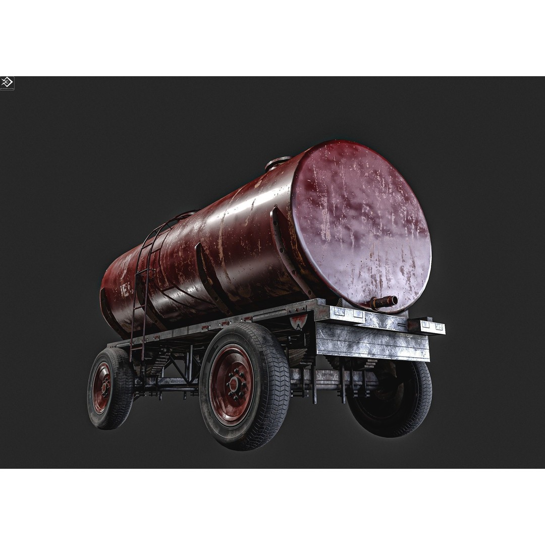 Oil And Water Trailer 3D Model – Low Poly PBR Game Asset, FBX - View 16