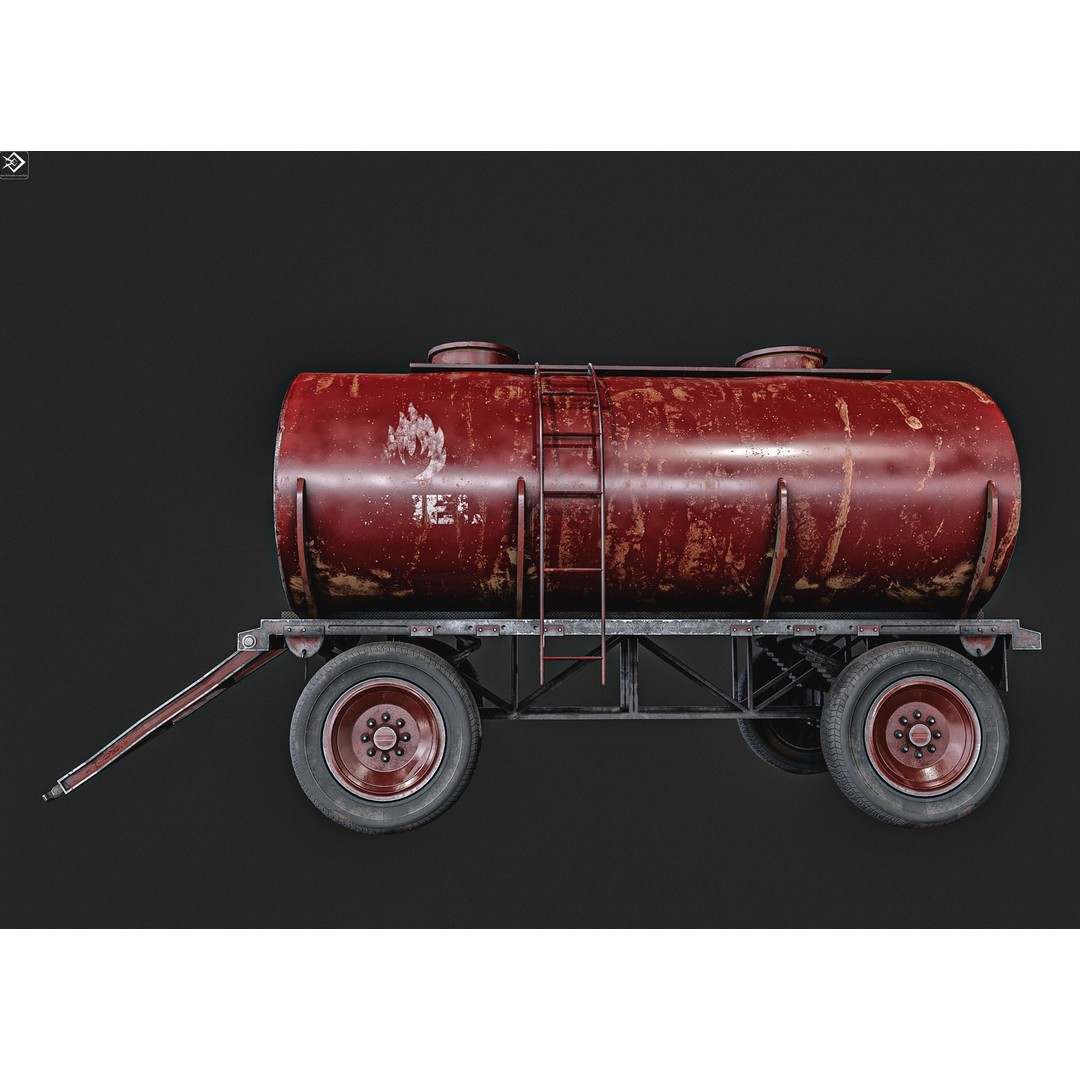 Oil And Water Trailer 3D Model – Low Poly PBR Game Asset, FBX - View 17
