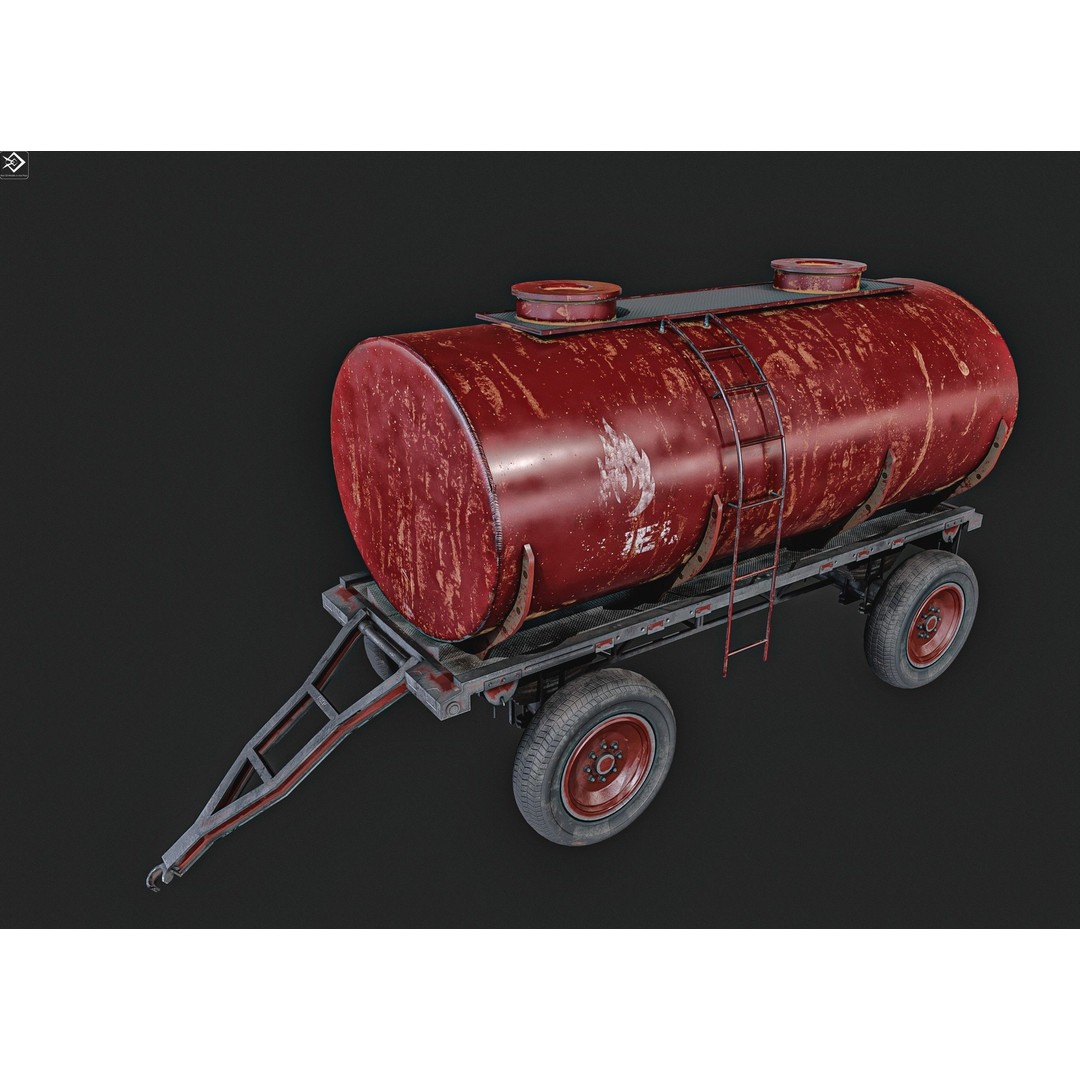 Oil And Water Trailer 3D Model – Low Poly PBR Game Asset, FBX - View 19