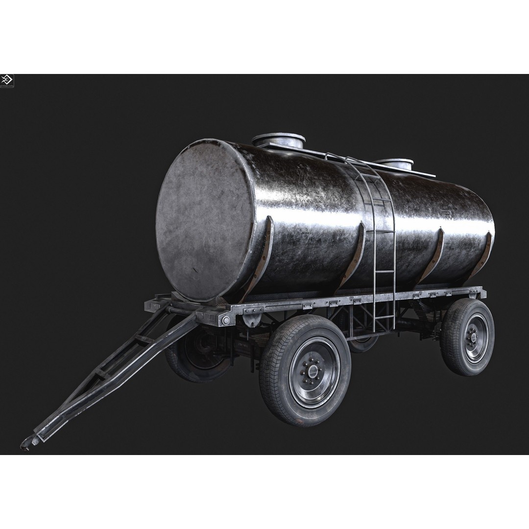 Oil And Water Trailer 3D Model – Low Poly PBR Game Asset, FBX - View 21