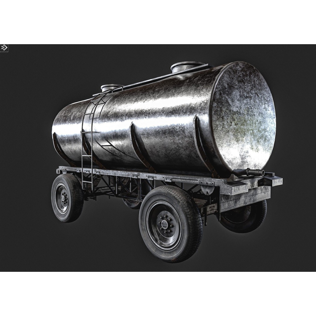Oil And Water Trailer 3D Model – Low Poly PBR Game Asset, FBX - View 4