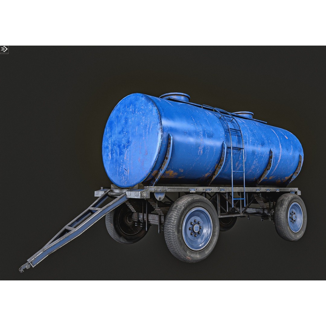 Oil And Water Trailer 3D Model – Low Poly PBR Game Asset, FBX - View 5