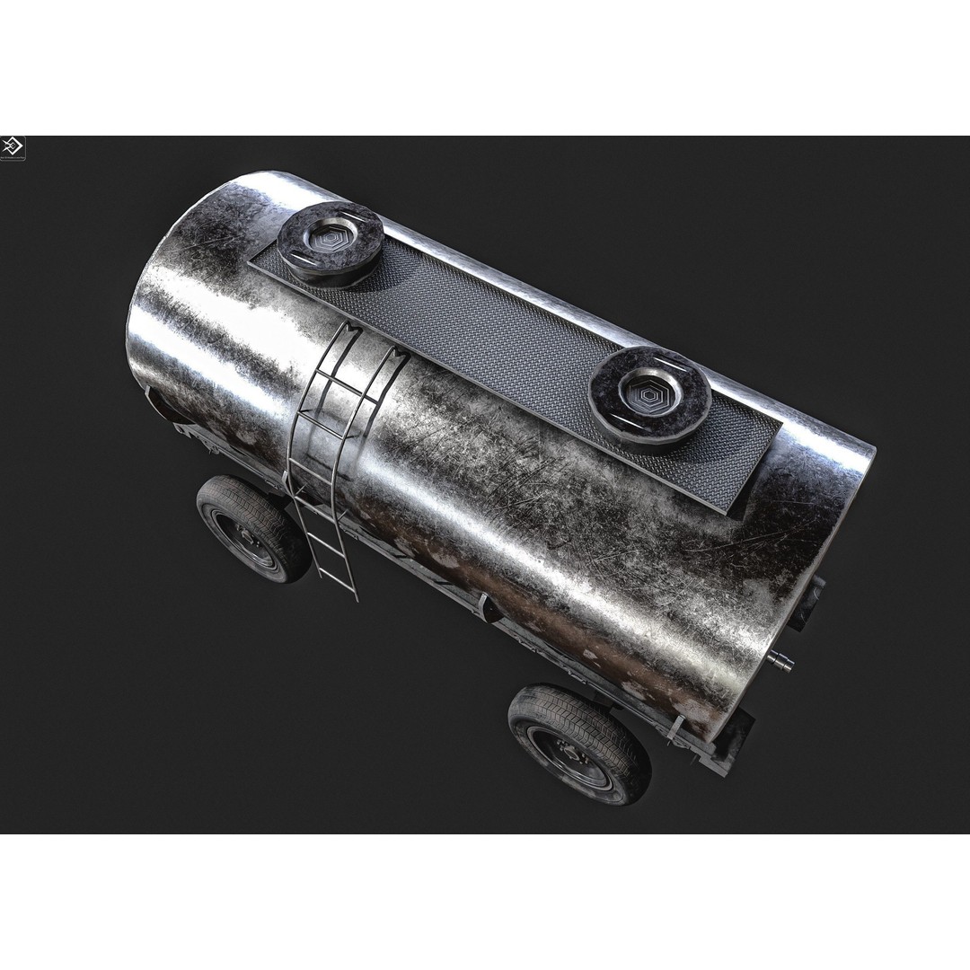 Oil And Water Trailer 3D Model – Low Poly PBR Game Asset, FBX - View 7