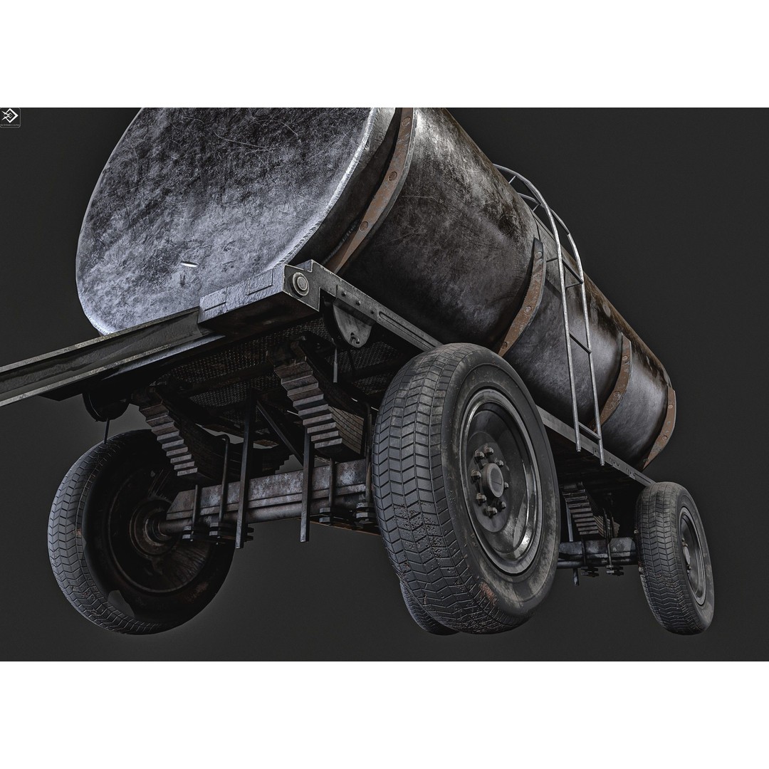 Oil And Water Trailer 3D Model – Low Poly PBR Game Asset, FBX - View 9