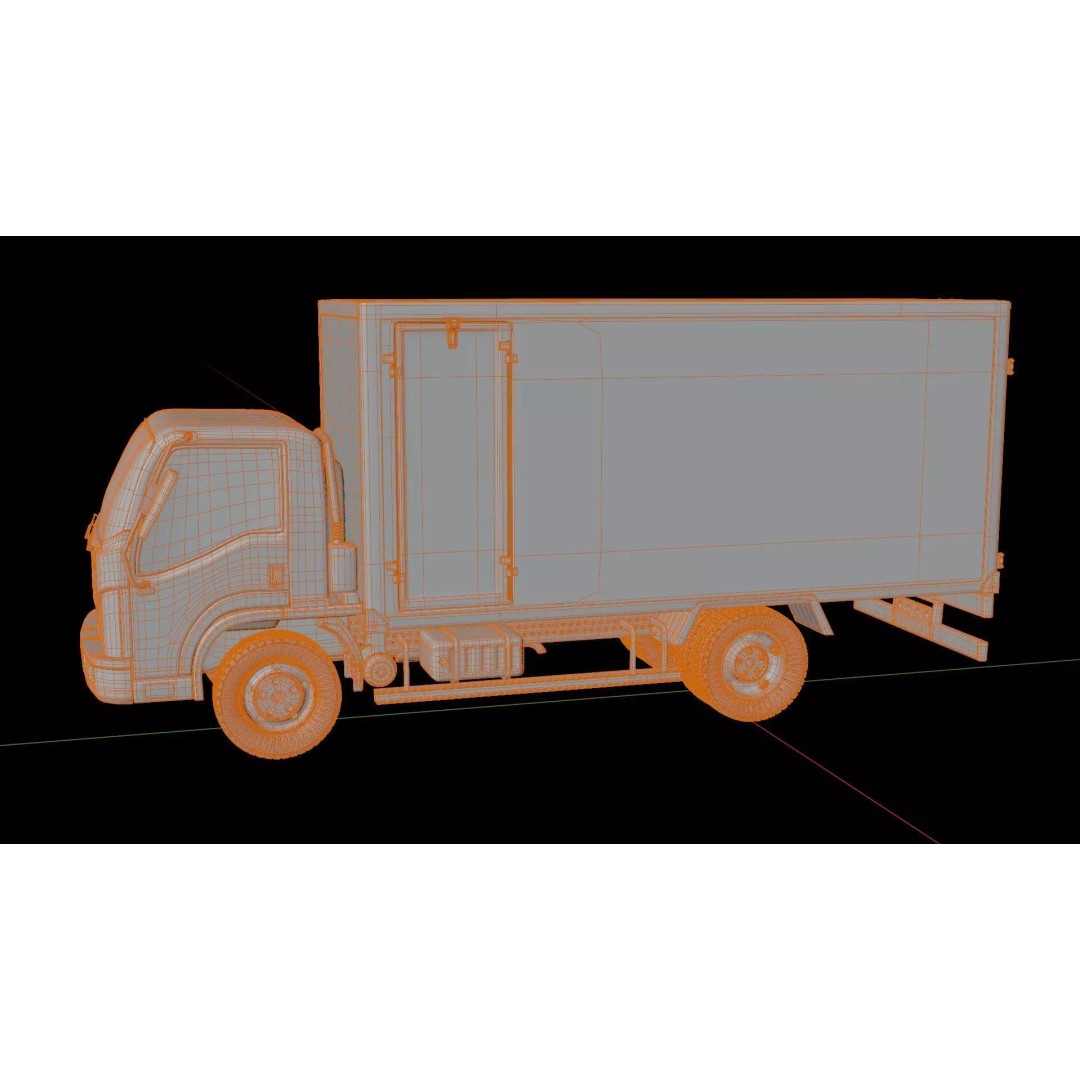 Isuzu NPR Box Truck 3D Model – Rigged PBR Vehicle for Blender - View 16